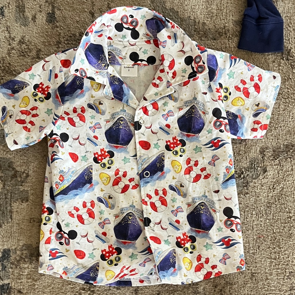 Disney White and Blue Kids Button Down Shirt